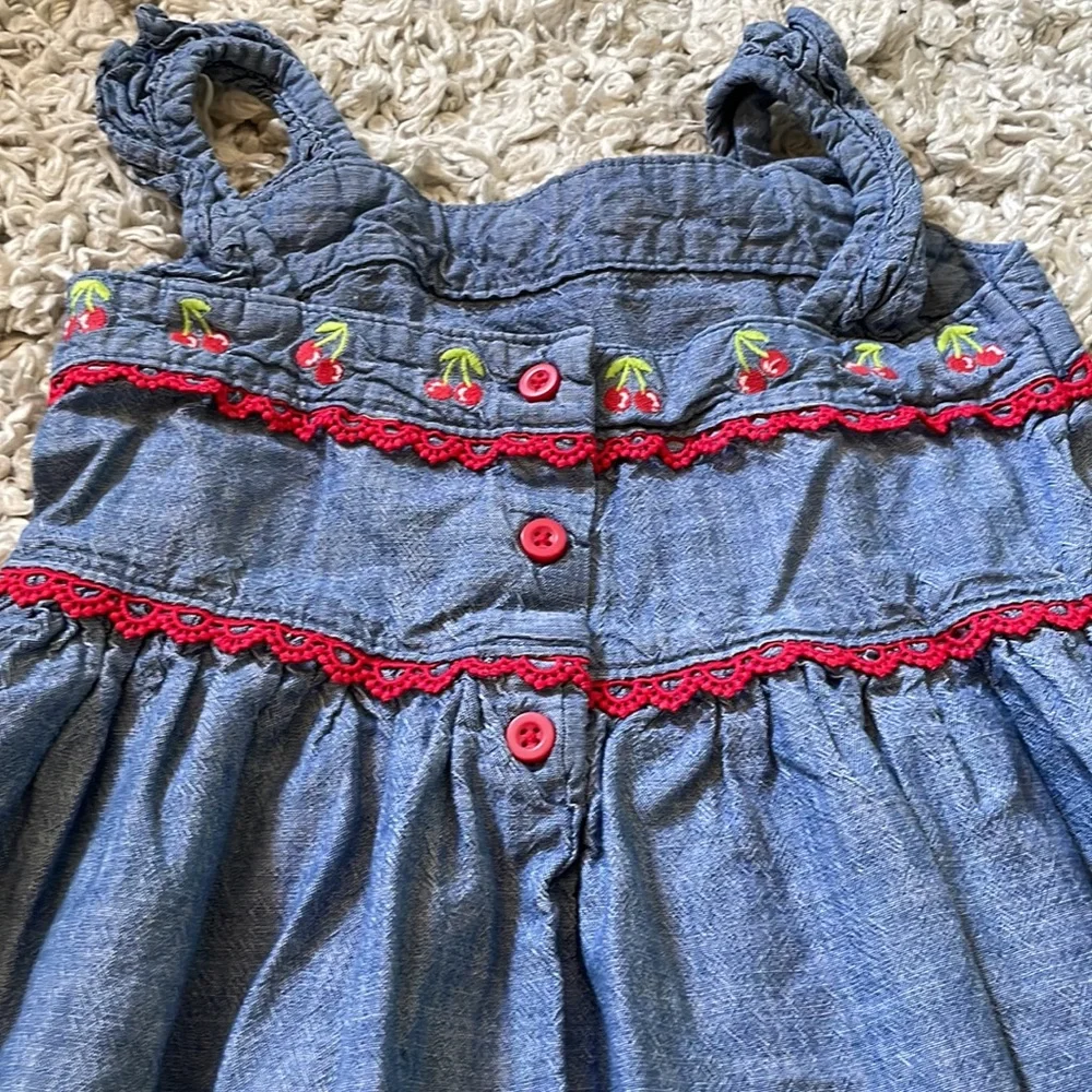 2020 Gymboree “Very Cherry” Embroidered Chambray Dress, Size 5T